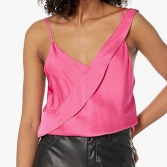 Helmut Lang Satin Cami Slip Top in Barbie Hot Pink - Picture 10 of 10